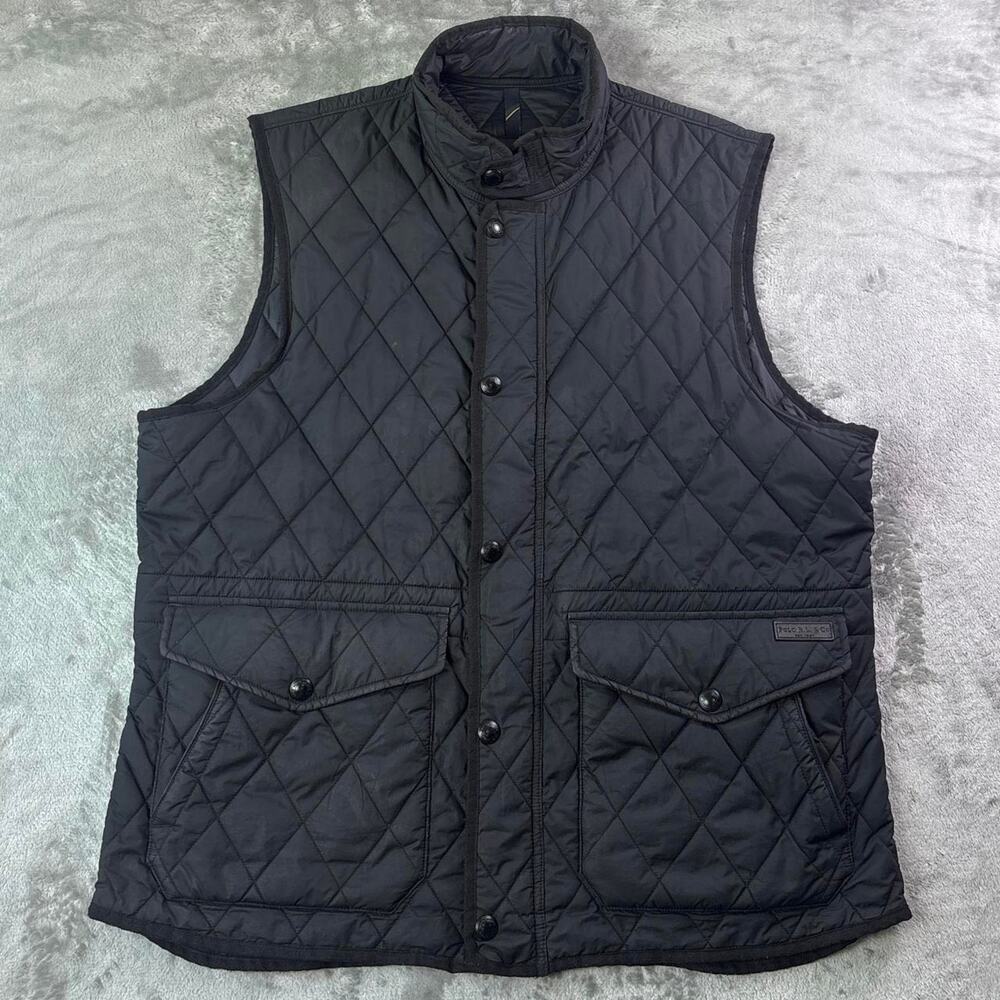 Polo Ralph Lauren Diamond Quilted Vest Men’s XL Black Full Zip Snap Insulated